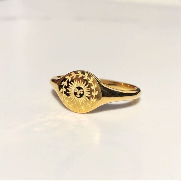 New! “Gia” Sun Engraved Gold Ring - Picture 2 of 3